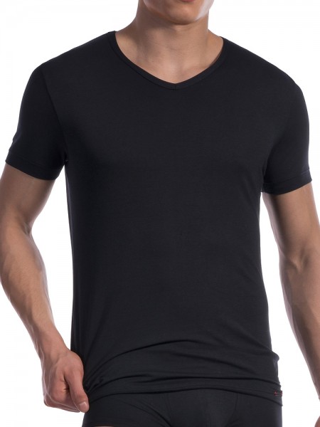 Olaf Benz RED1601: V-Neck-Shirt, schwarz